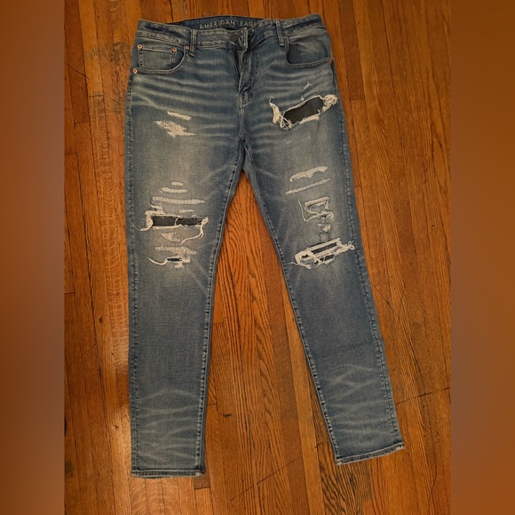 American Eagle Outfitters Men's Ripped Blue Jeans - Picture 1 of 5